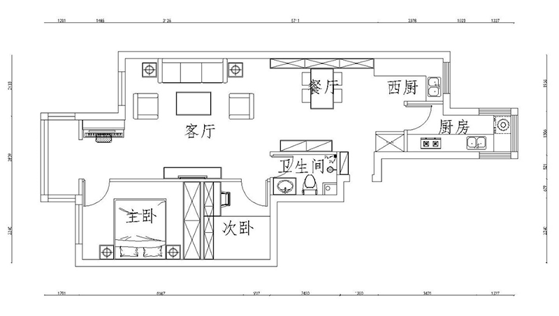 滨河西里现代简约风格户型图装修效果图