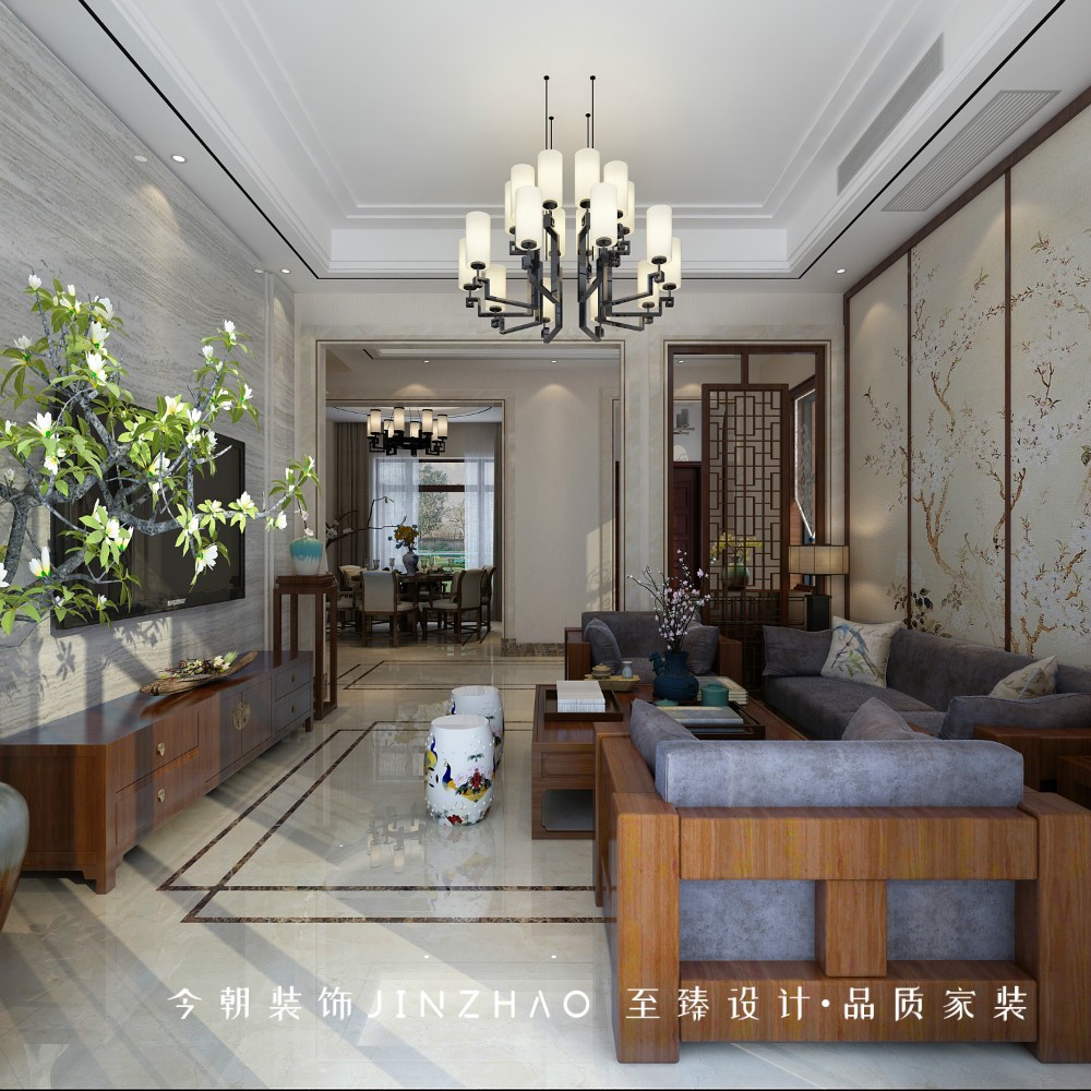 碧桂园新中式风格客厅装修效果图