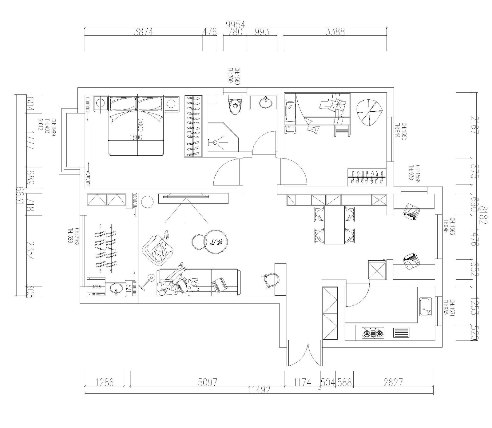 瑞达秀居109㎡现代简约风格客厅装修效果图
