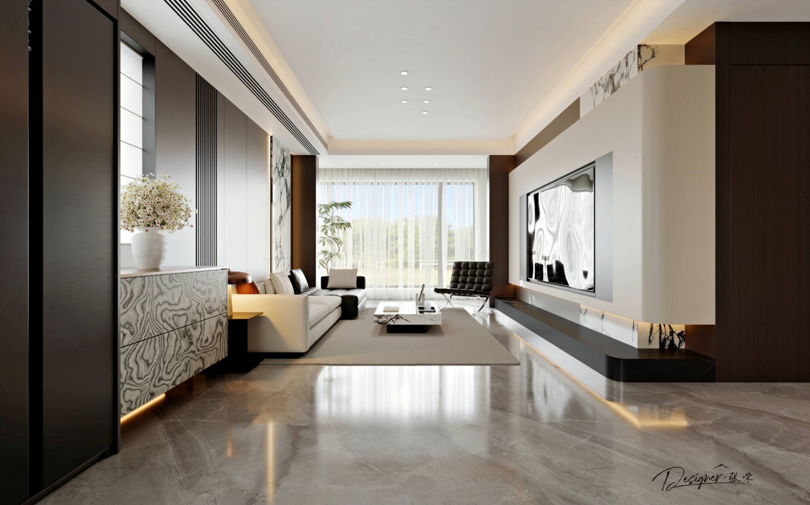 瑞凝府意式风格客厅装修效果图