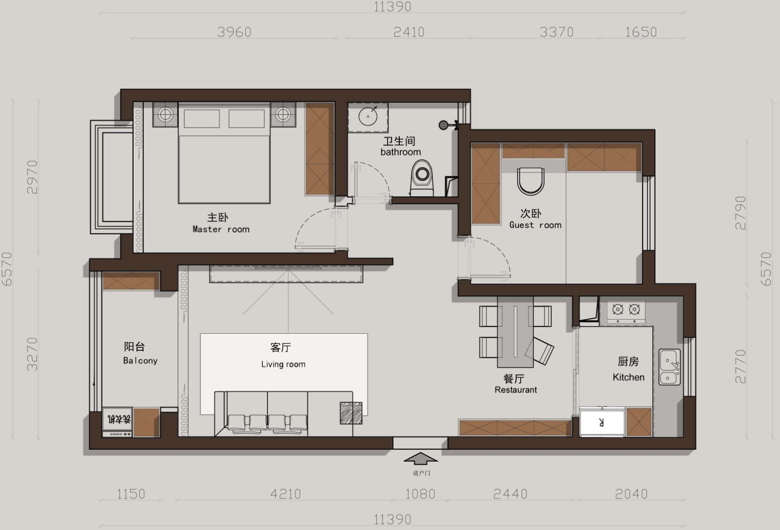 锦江府现代简约风格户型图装修效果图