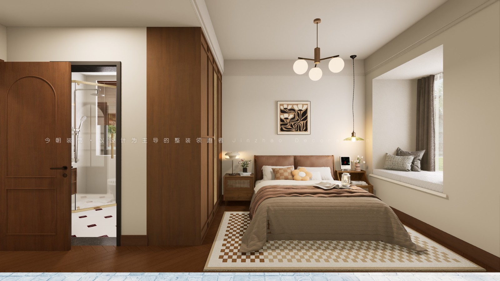 锦江府美式风格主卧装修效果图