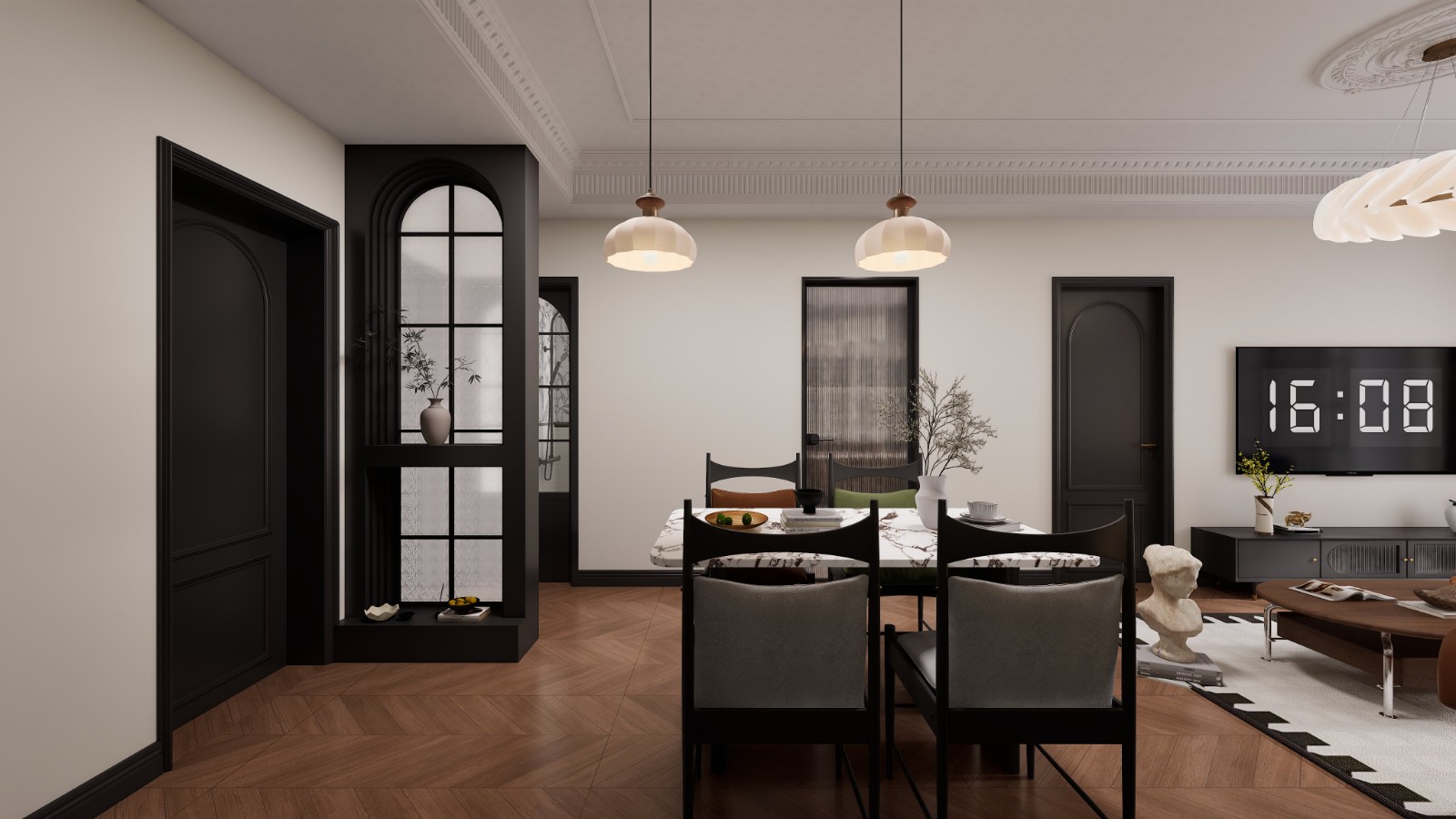 绿城悦园法式风格餐厅装修效果图