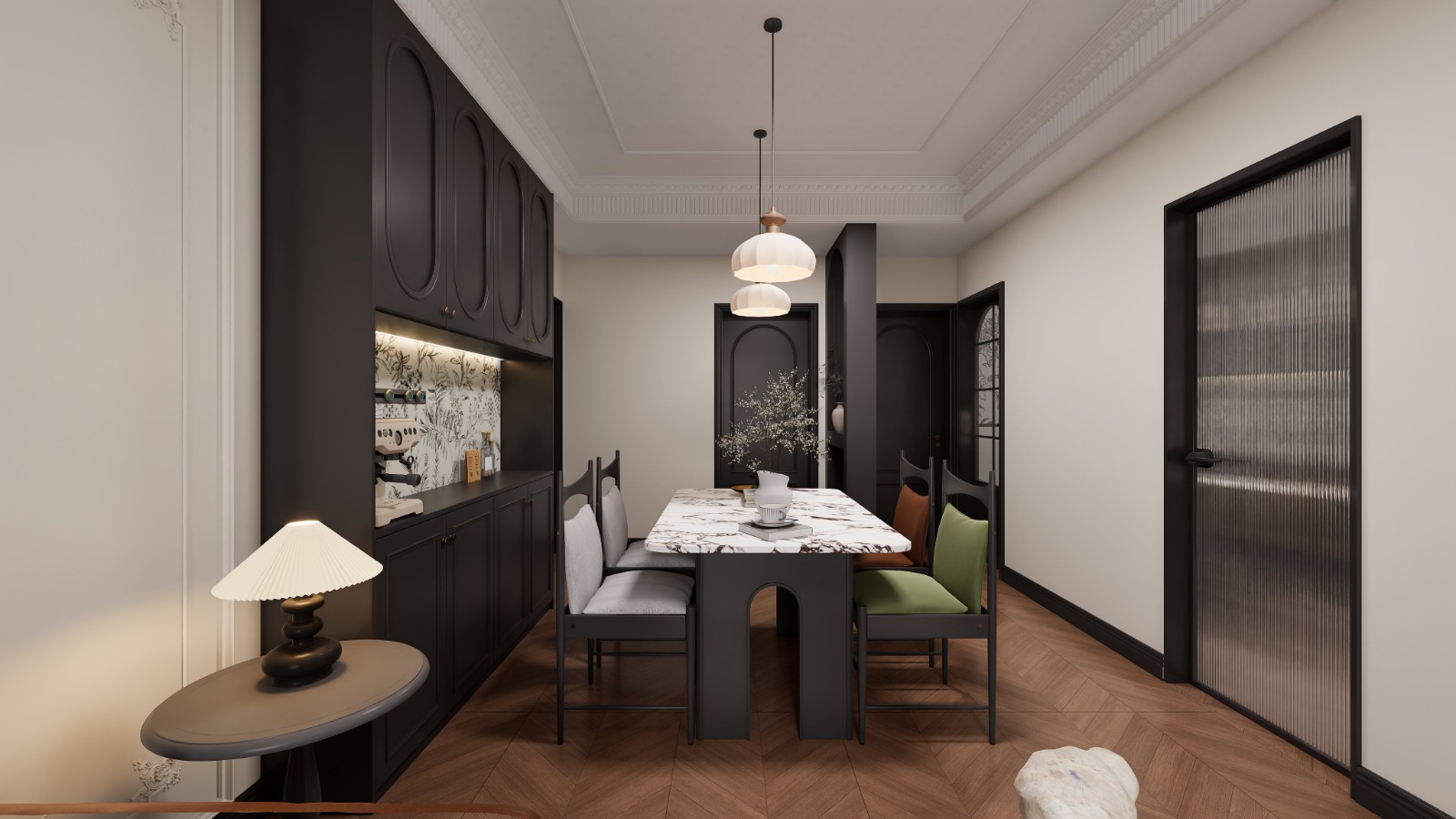 绿城悦园法式风格餐厅装修效果图