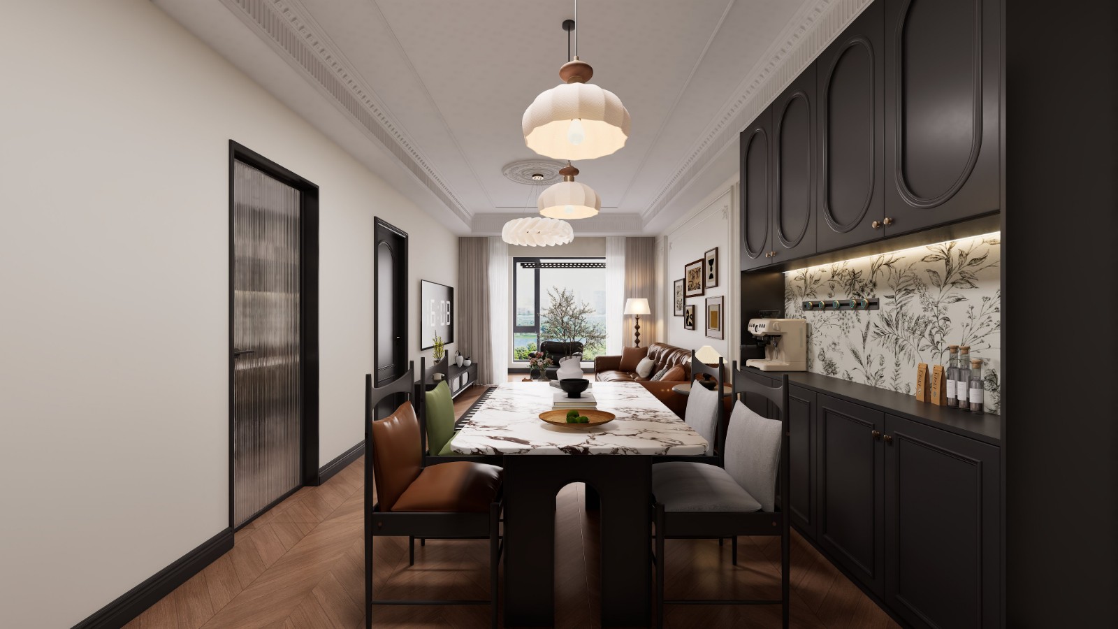 绿城悦园法式风格客厅装修效果图