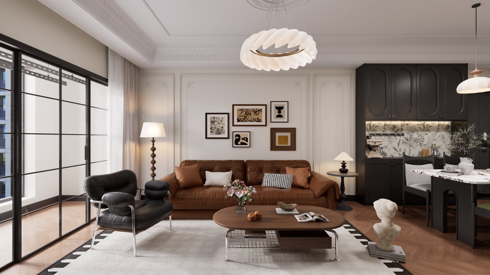 绿城悦园法式风格客厅装修效果图