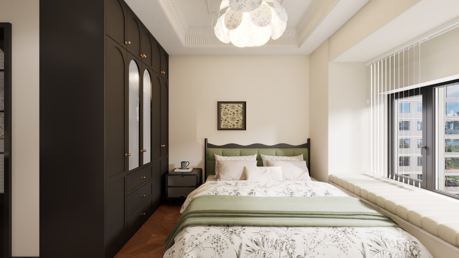 绿城悦园法式风格主卧装修效果图