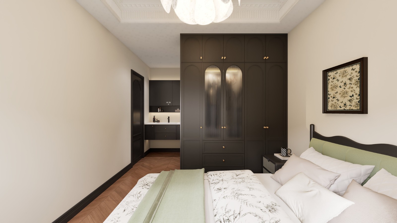 绿城悦园法式风格主卧装修效果图