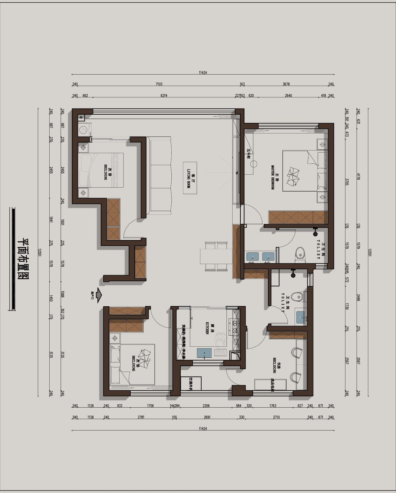 龙湖青云阙现代简约风格户型图装修效果图