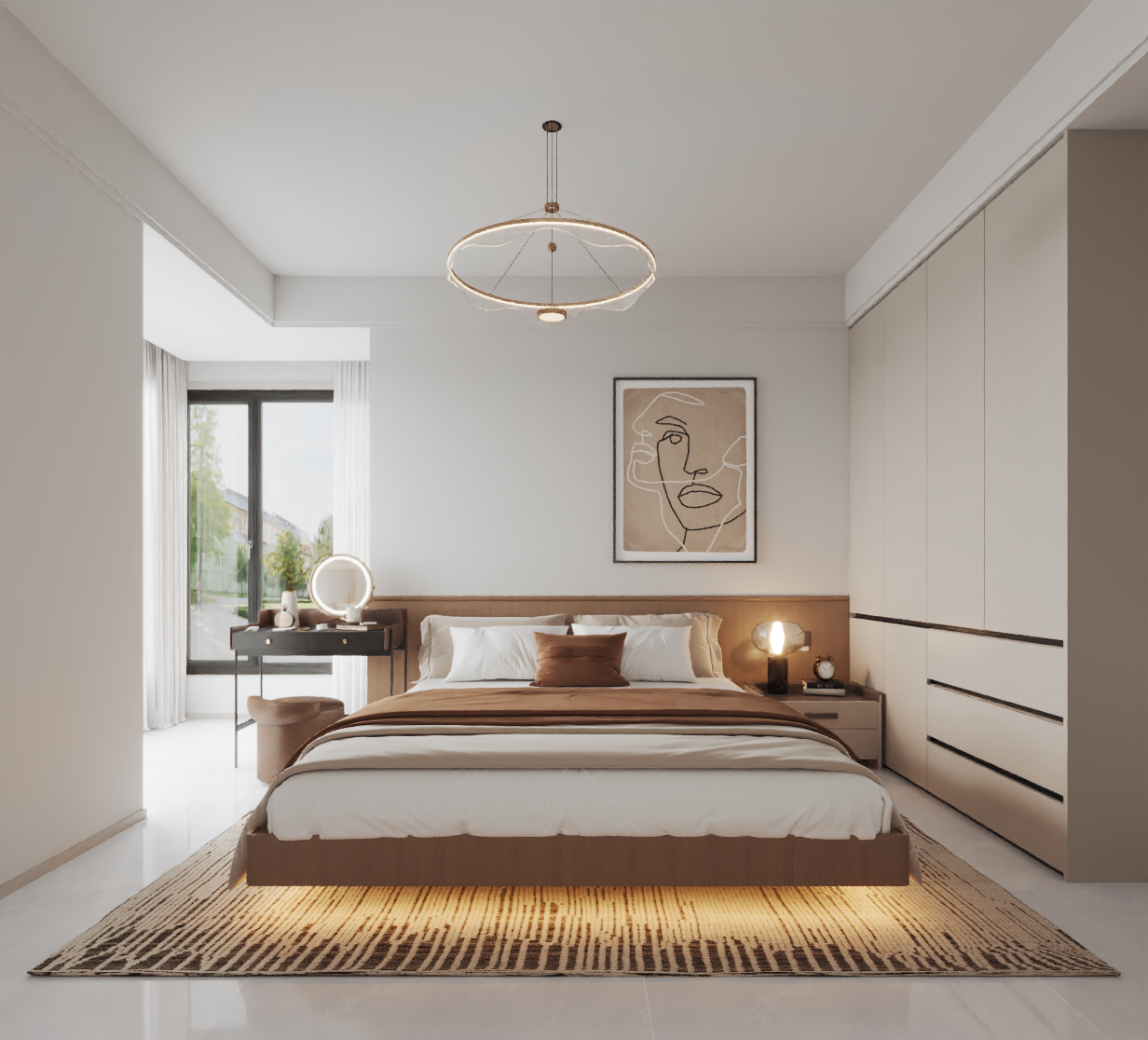 大马庄园现代简约风格主卧装修效果图