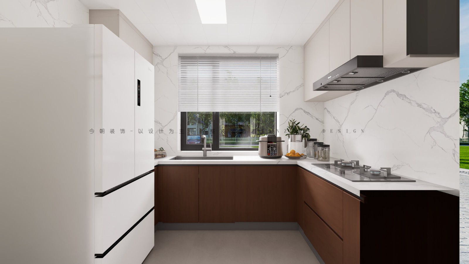 绿城悦园新中式风格厨房装修效果图