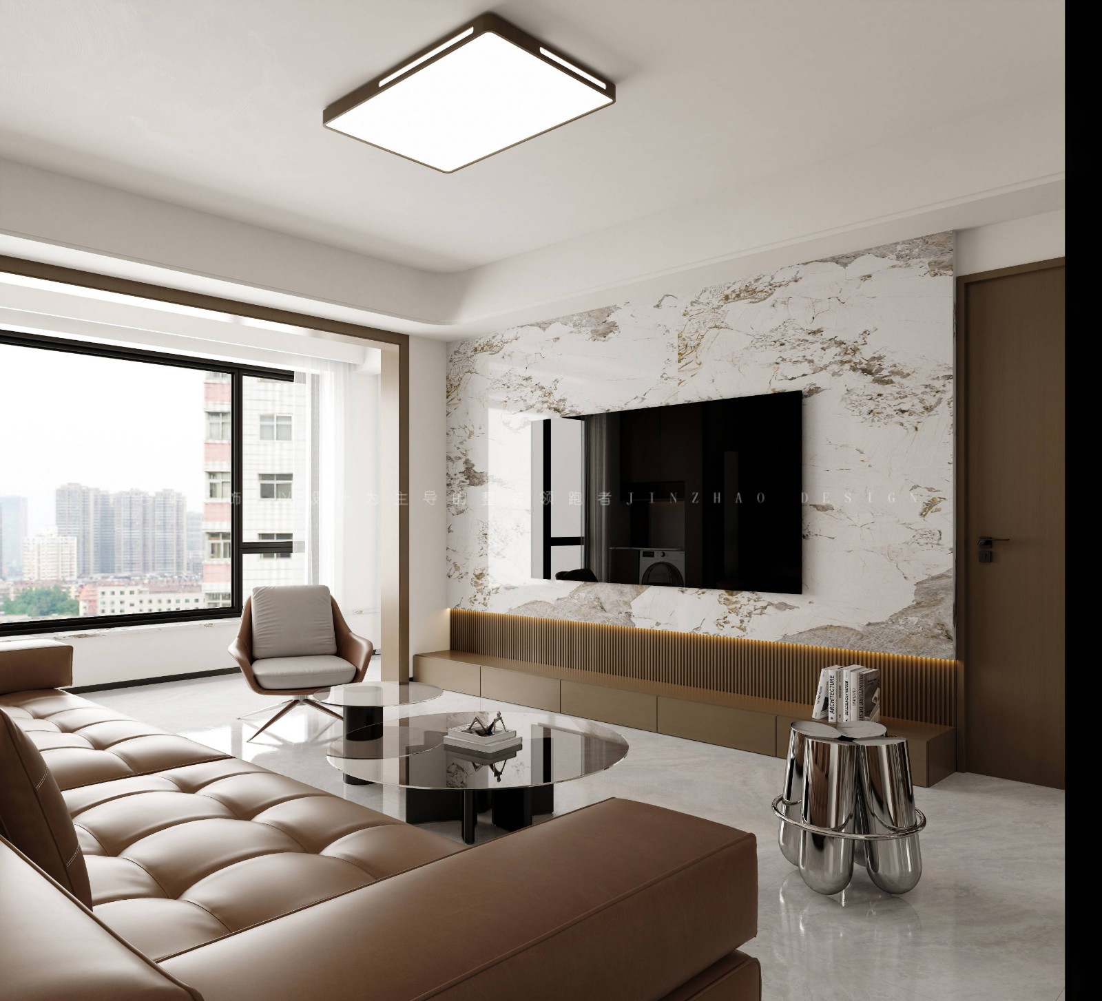 54所盛景园新中式风格客厅装修效果图