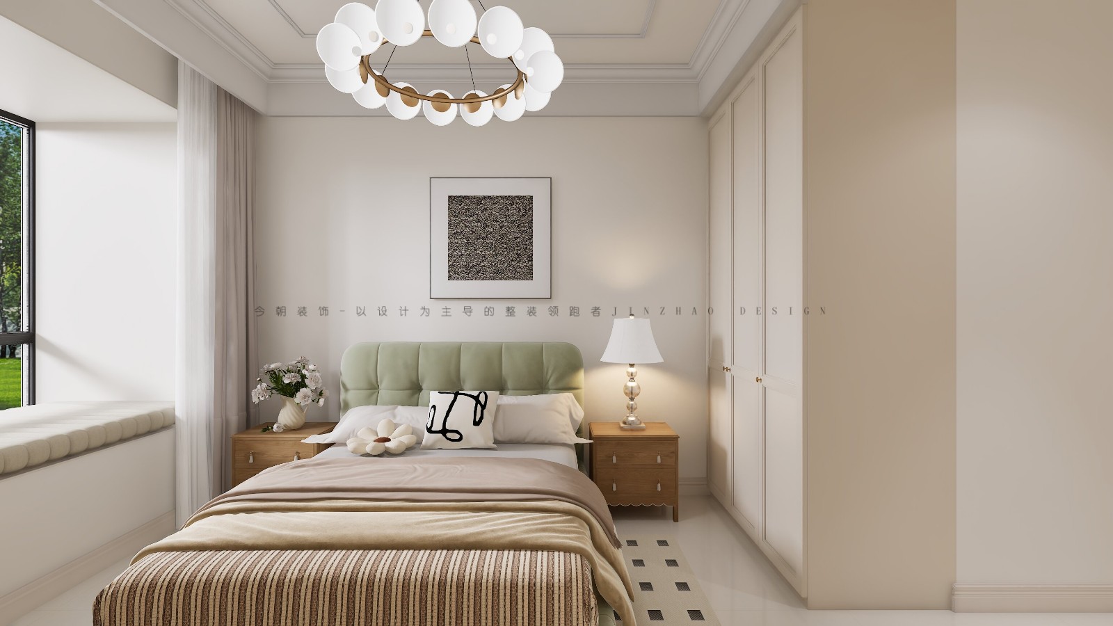 绿城悦园法式风格次卧装修效果图