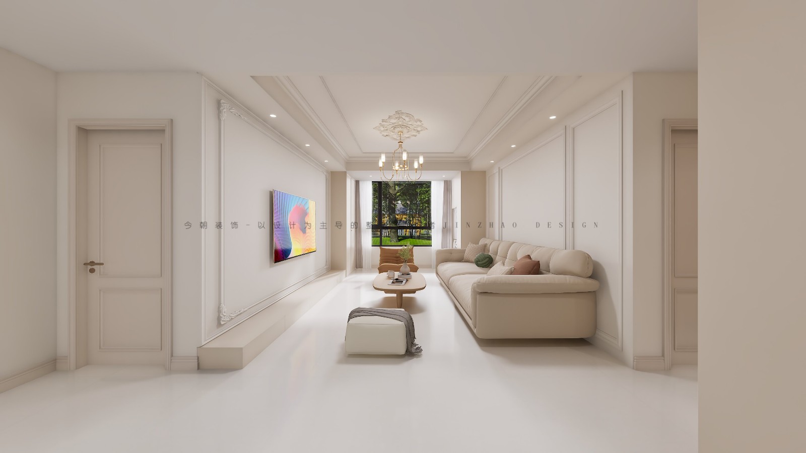 绿城悦园法式风格客厅装修效果图