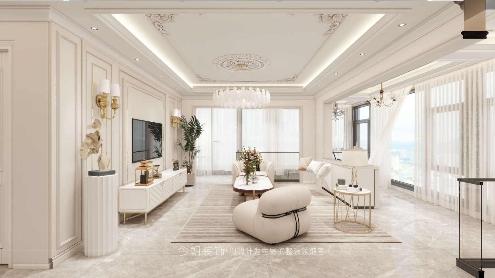 润江一号现代简约风格客厅装修效果图