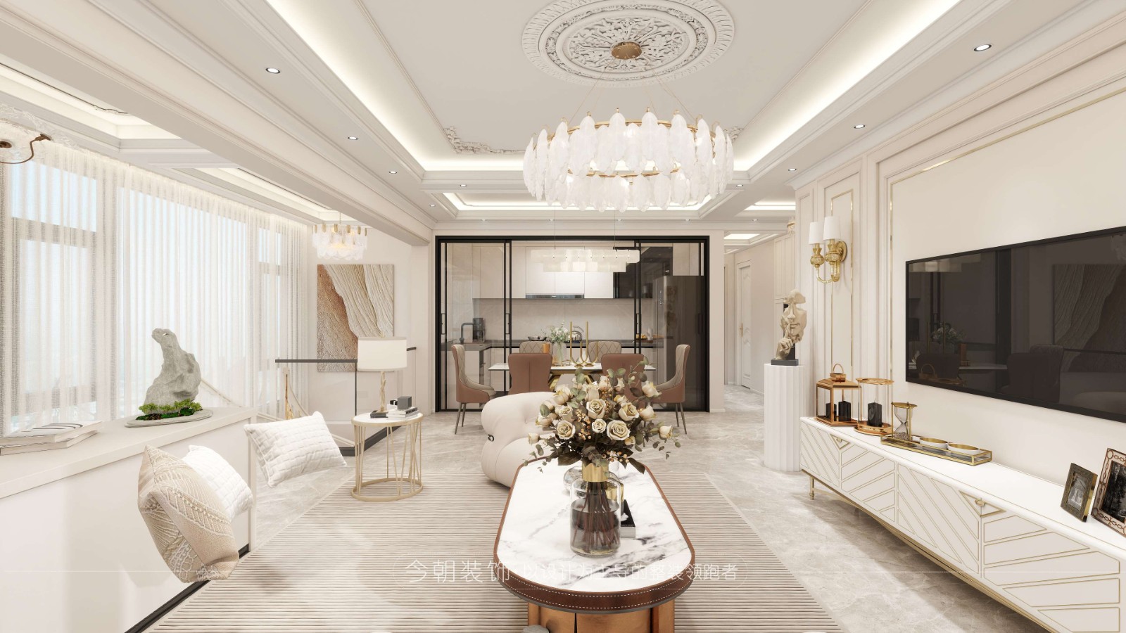 润江一号现代简约风格客厅装修效果图