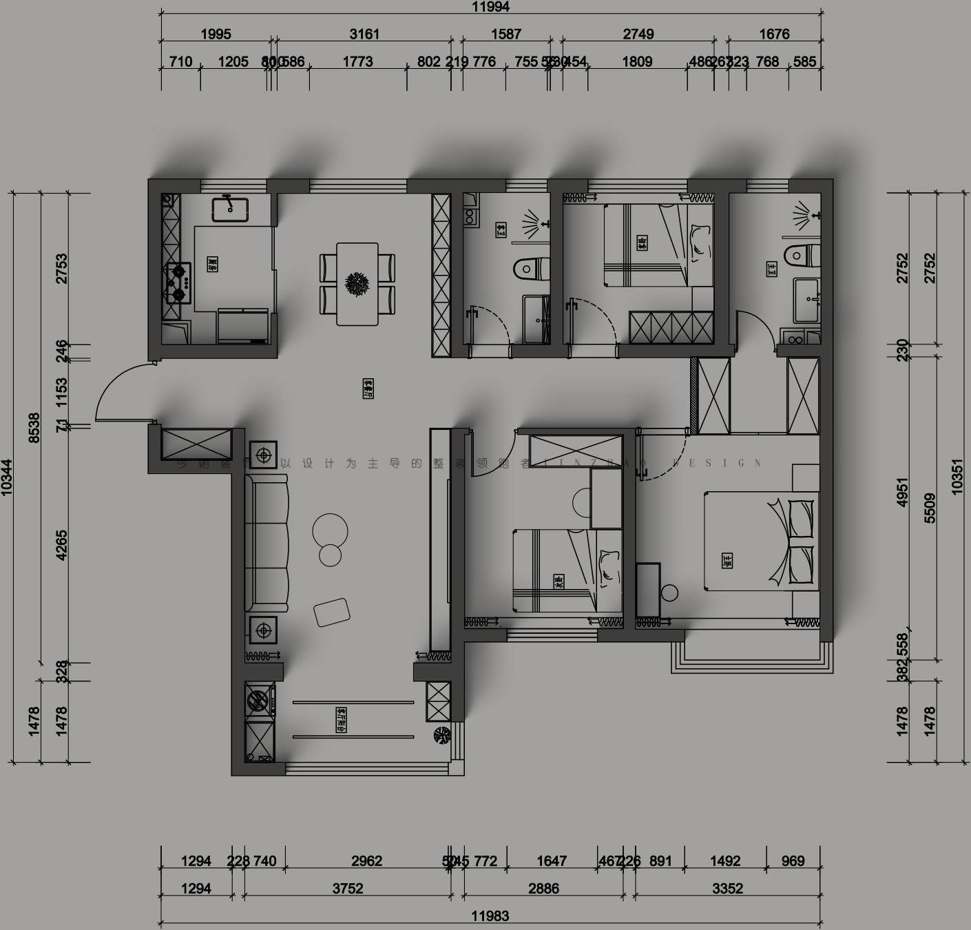 尚宾城轻奢风格户型图装修效果图