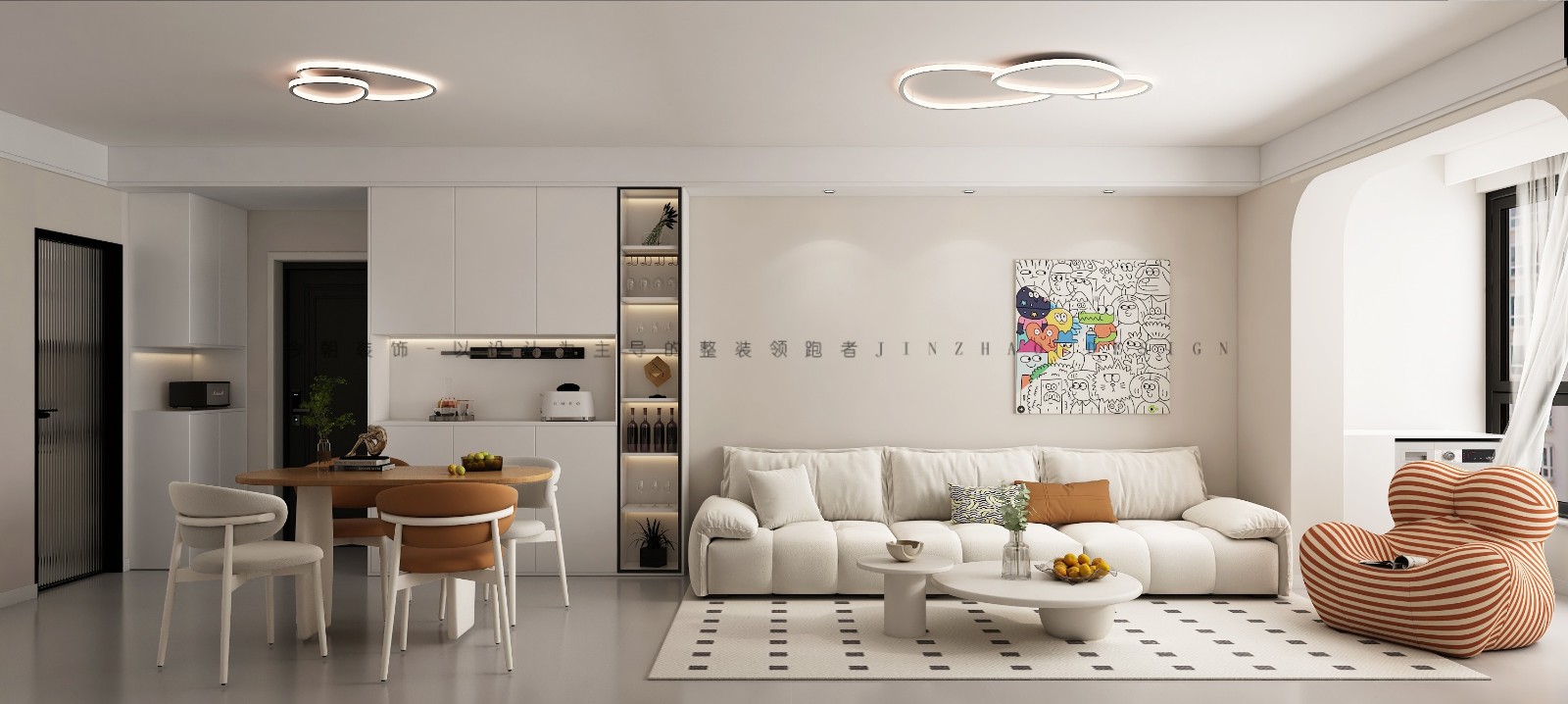 荣盛城新中式风格客厅装修效果图