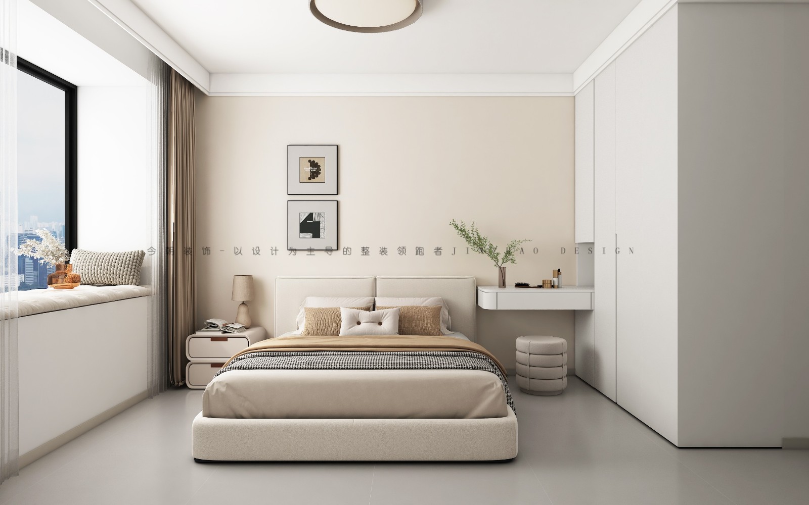 荣盛城新中式风格主卧装修效果图