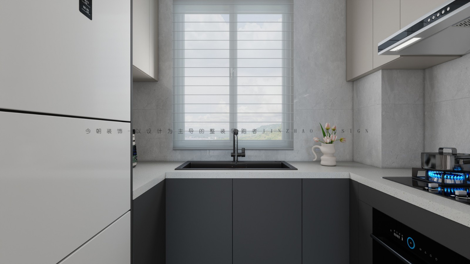 天山熙湖现代简约风格厨房装修效果图