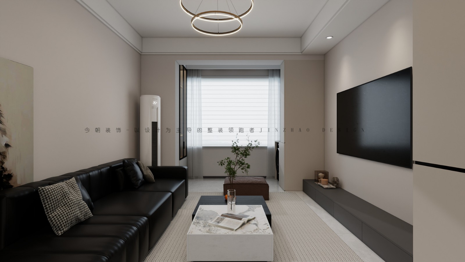 天山熙湖现代简约风格客厅装修效果图