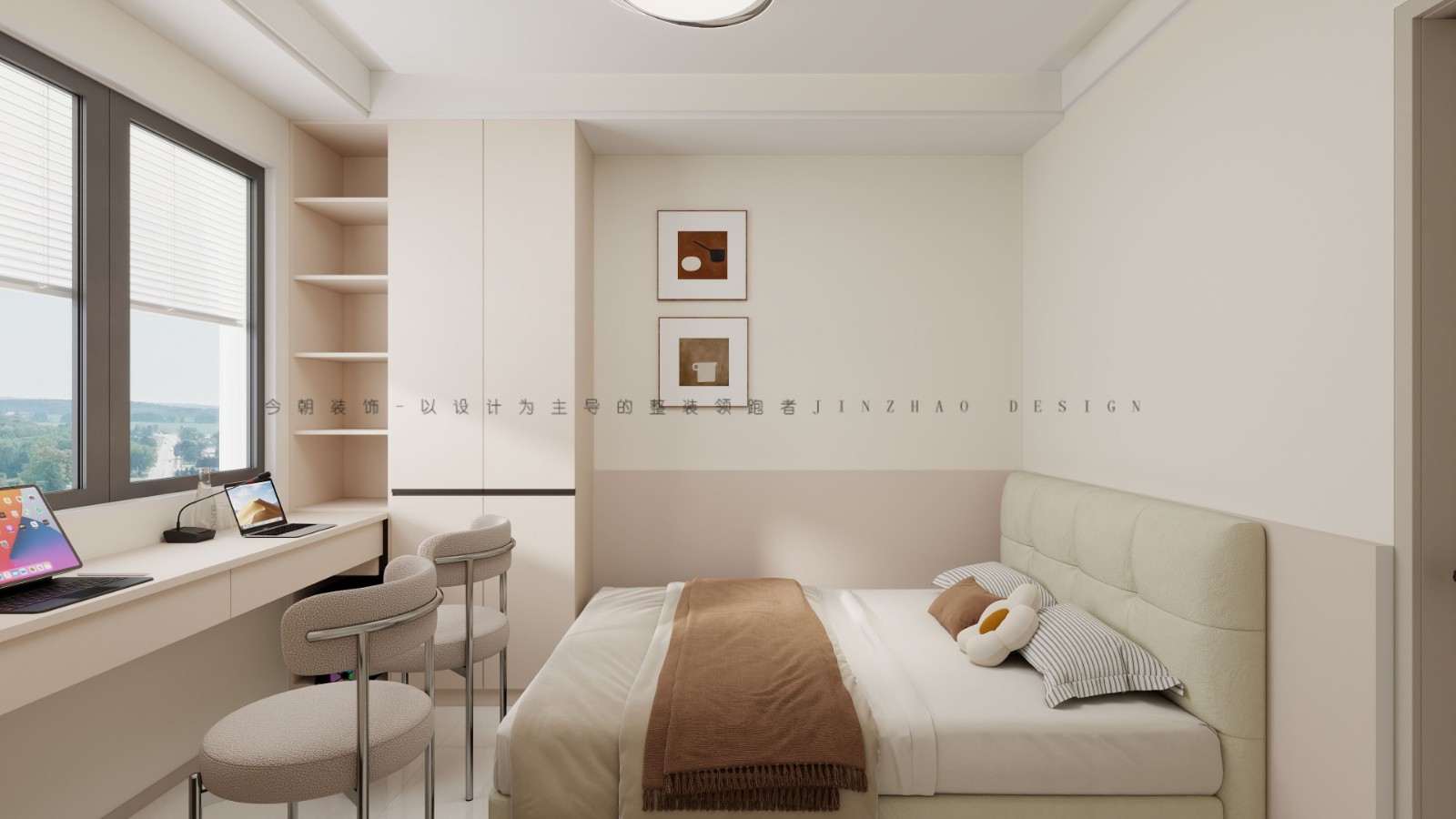 凤凰城3期法式风格书房装修效果图