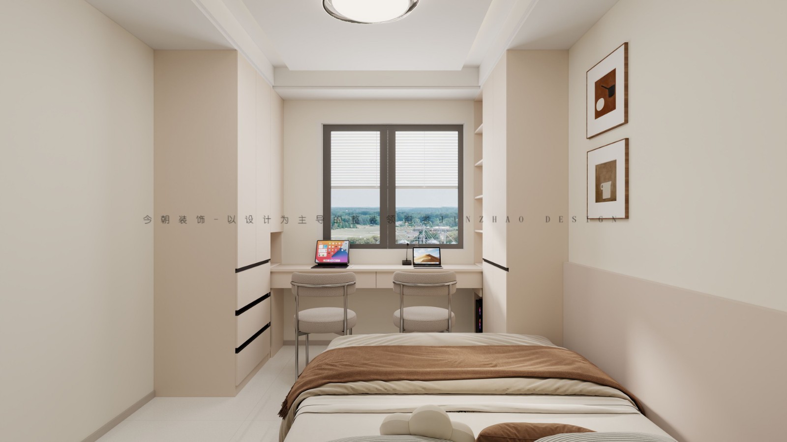 凤凰城3期法式风格书房装修效果图