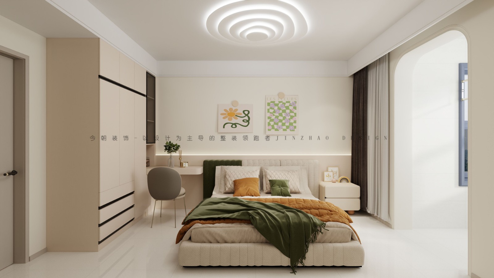 凤凰城3期法式风格主卧装修效果图