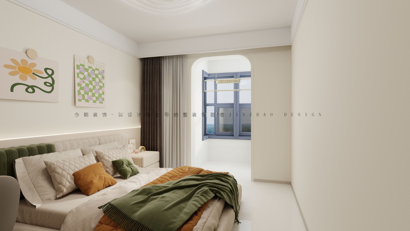 凤凰城3期法式风格主卧装修效果图