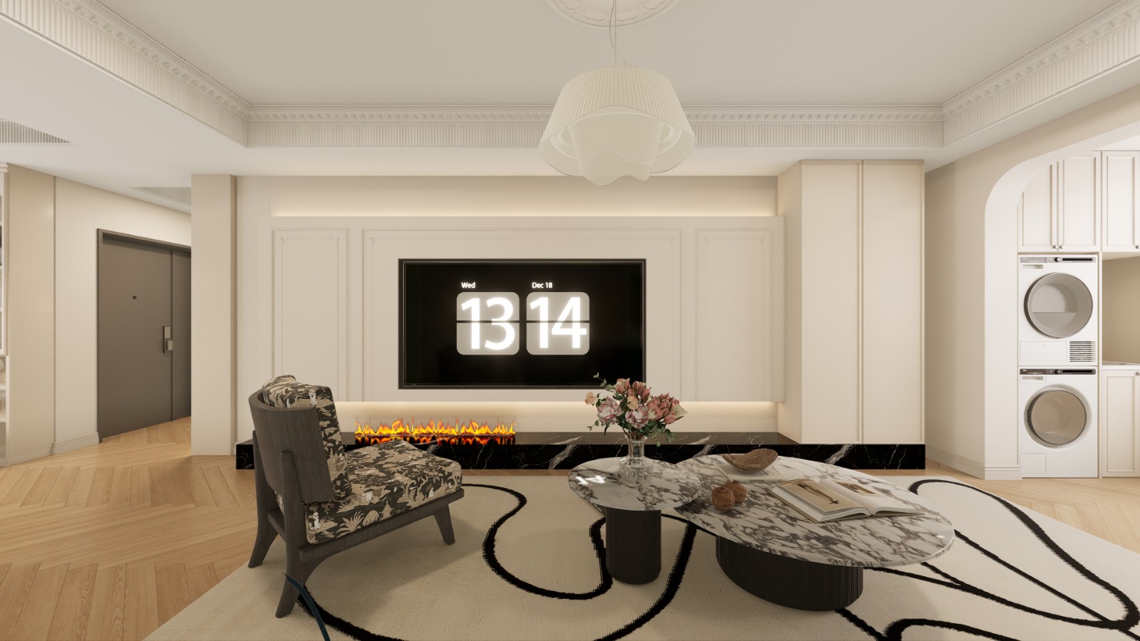 恒扬公园8号法式风格客厅装修效果图