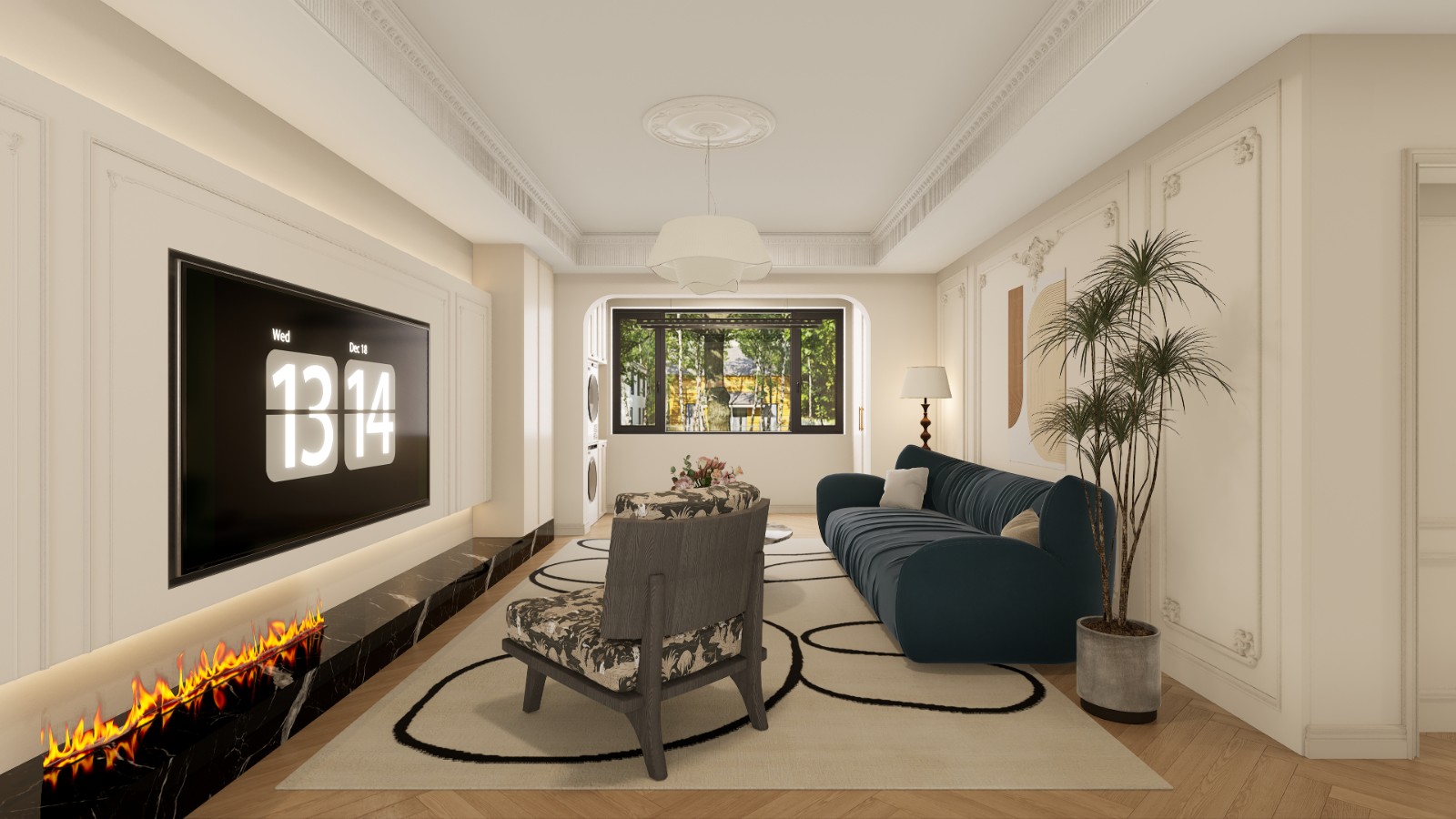 恒扬公园8号法式风格客厅装修效果图