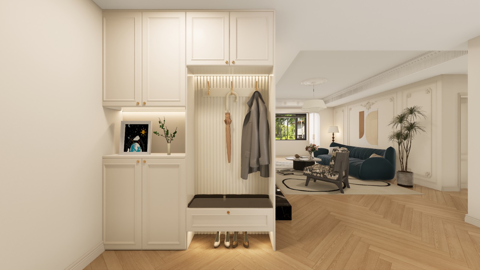 恒扬公园8号法式风格玄关装修效果图