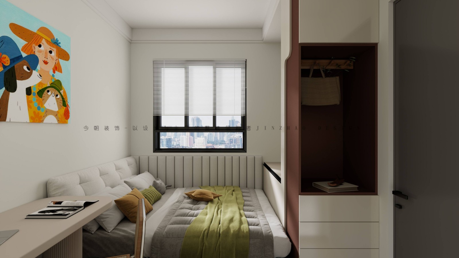 华远昆仑赋现代简约风格次卧装修效果图