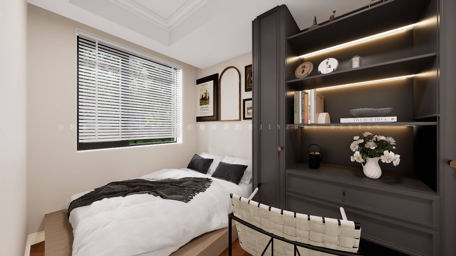 绿城悦园现代简约风格次卧装修效果图