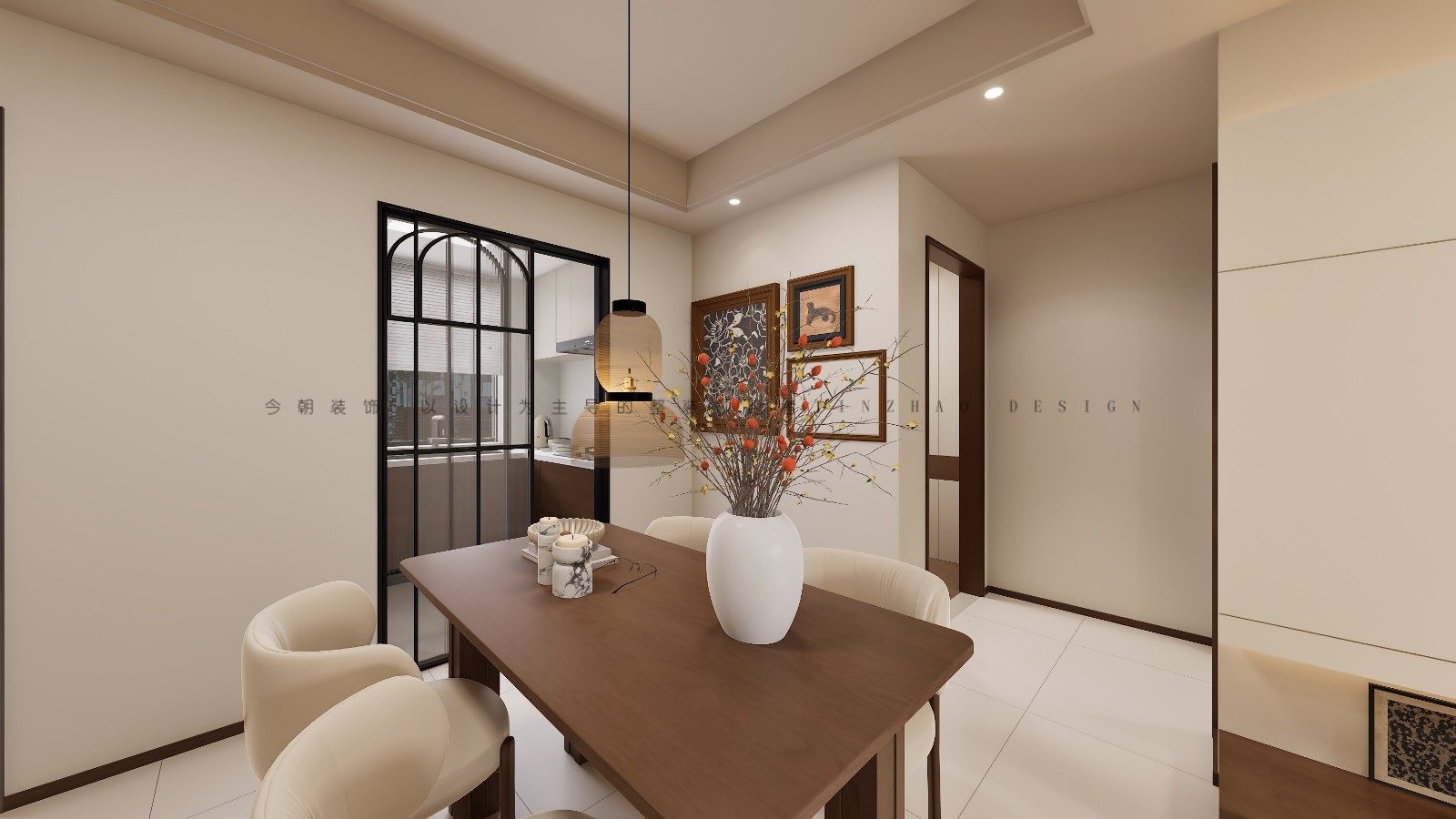 绿城悦园现代简约风格餐厅装修效果图