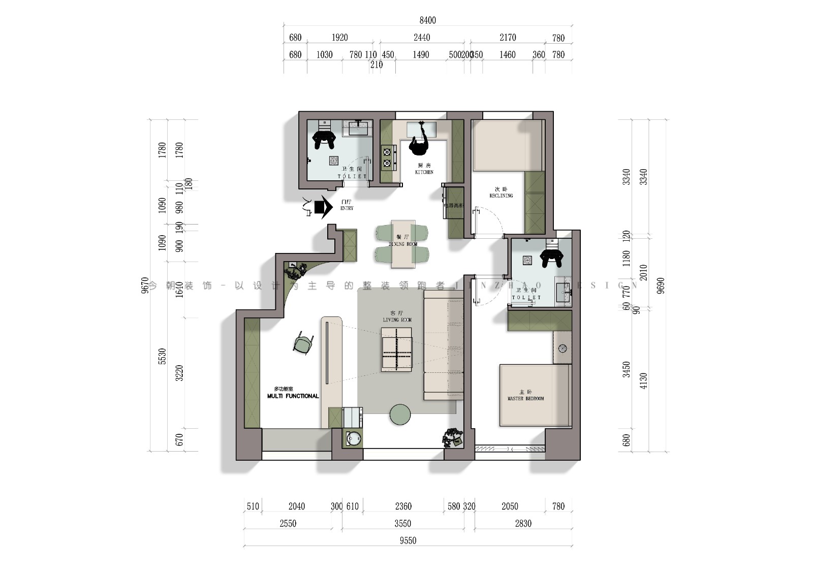 绿城悦园现代简约风格户型图装修效果图