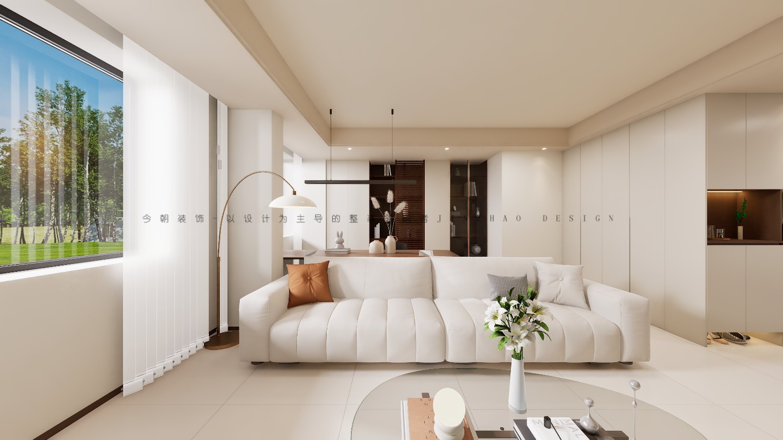 绿城悦园现代简约风格客厅装修效果图