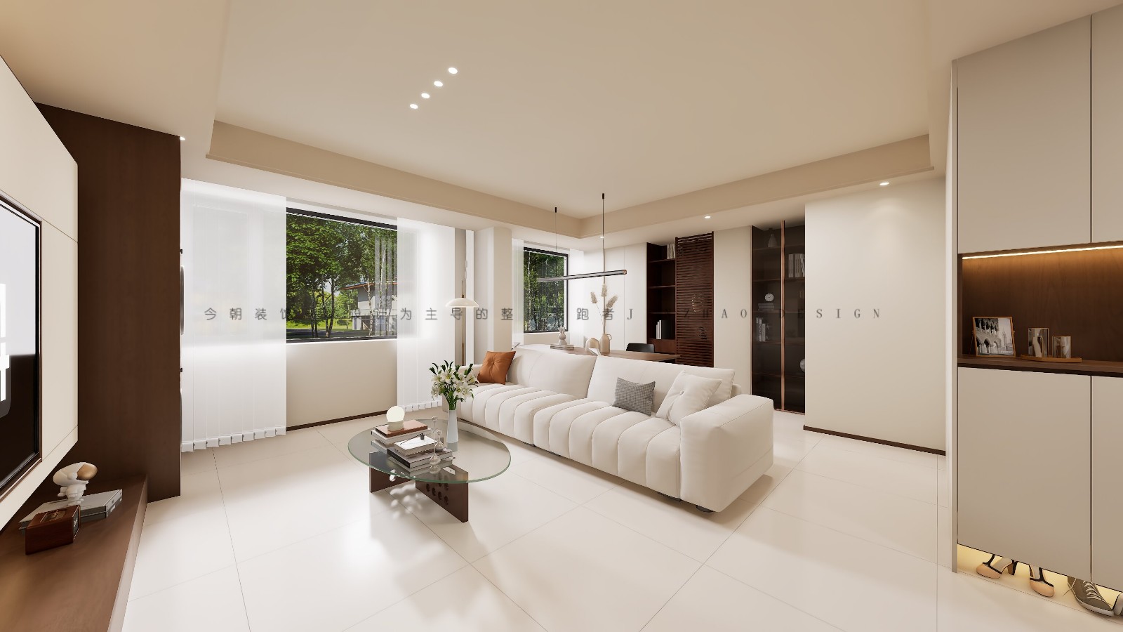 绿城悦园现代简约风格客厅装修效果图