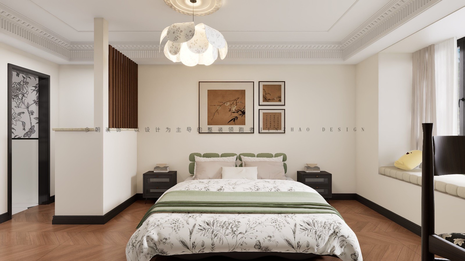 美景东方法式风格主卧装修效果图