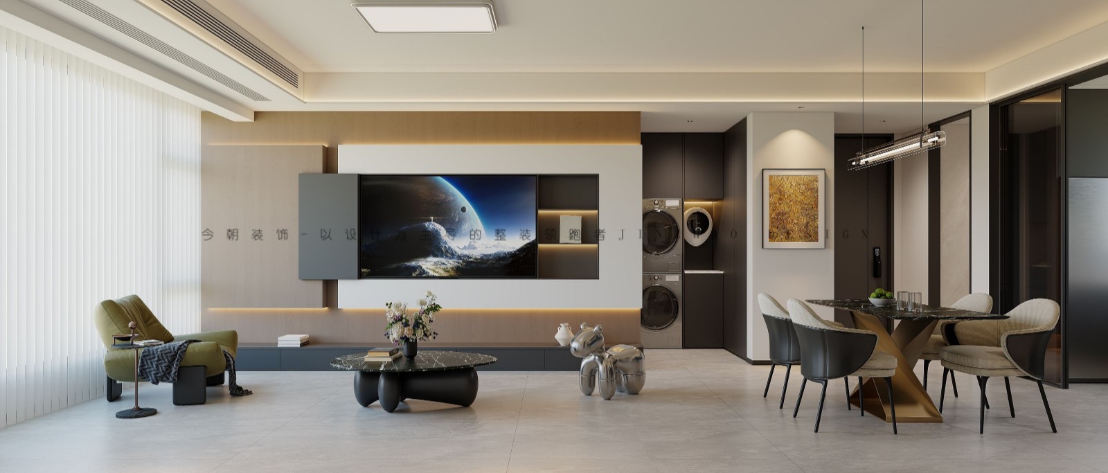 紫玥府轻奢风格客厅装修效果图