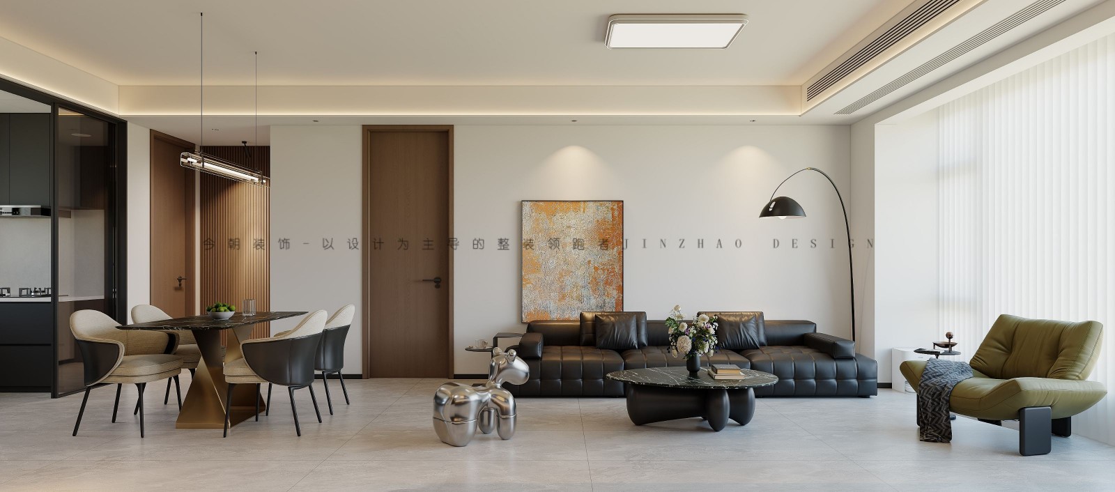 紫玥府轻奢风格餐厅装修效果图